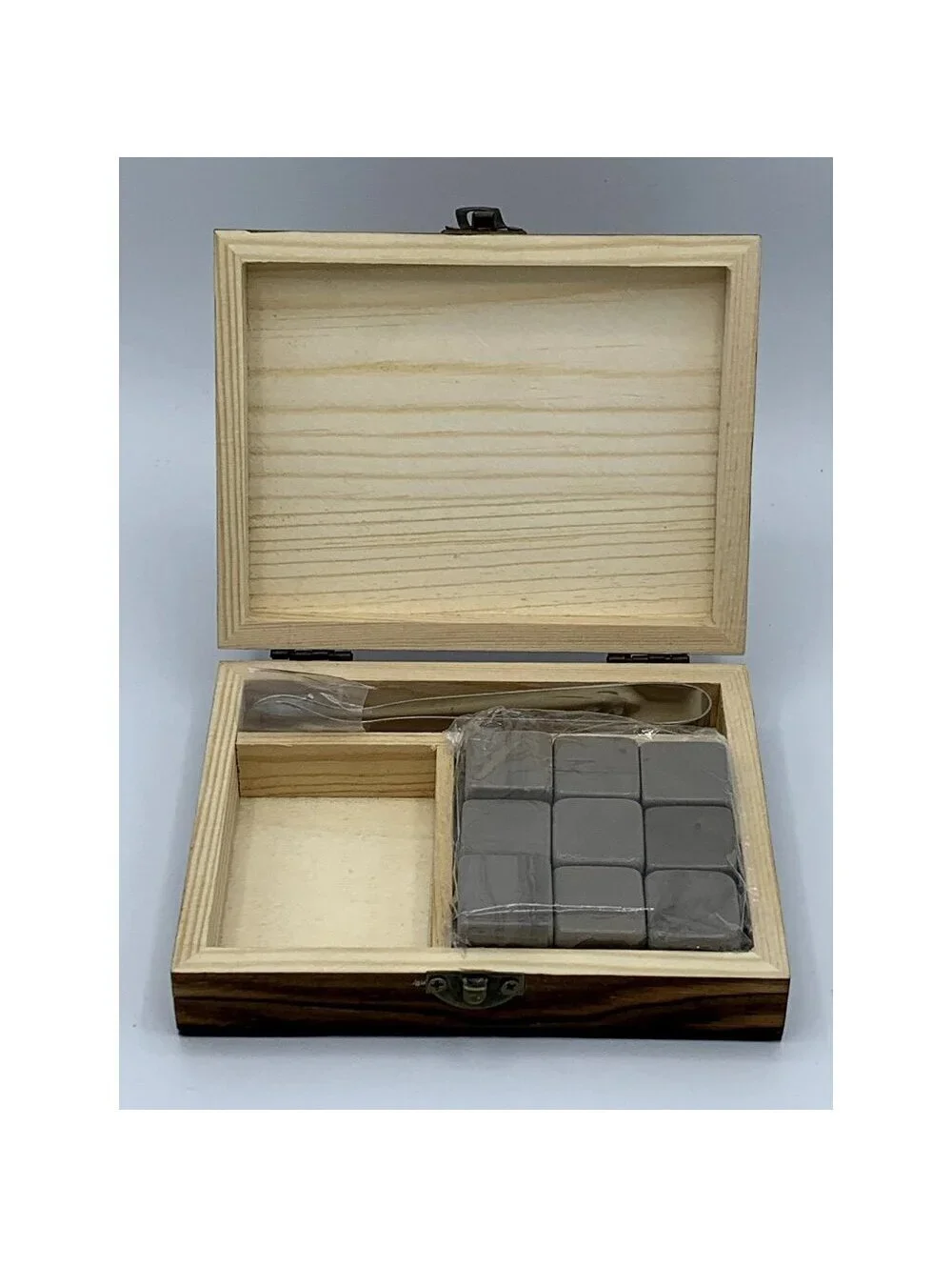 Premium Whiskey Stones, 9 Count in Wood Case, with tong, NEW